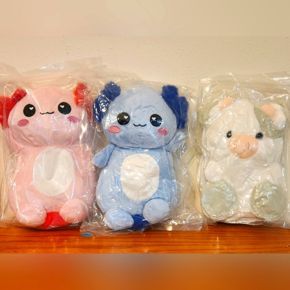 7 Stuffies Plush Stuffed Cow, Blue and Pink Critters - Picture 1 of 5